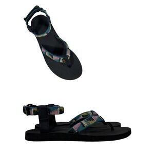 Teva Original Sandal Womens 10 Black Geometric Pattern Strappy Thong 1003985